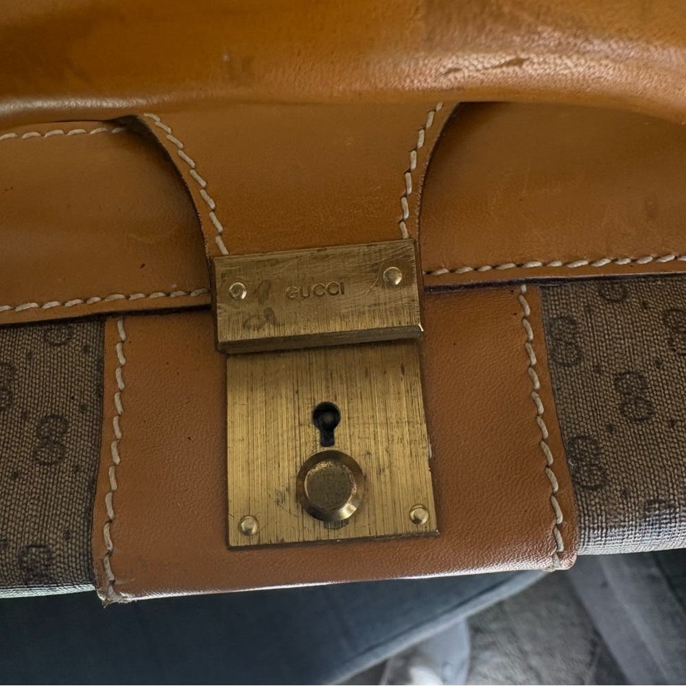 Gucci Vintage Authentic Coated Canvas Luggage Large Stripes 1980’s GG Monogram - Picture 7 of 15